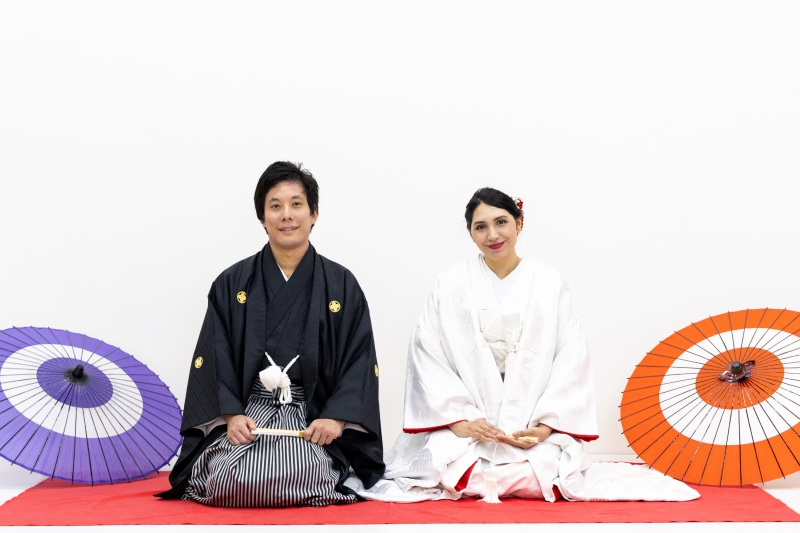 和傘に囲まれて、記念撮影